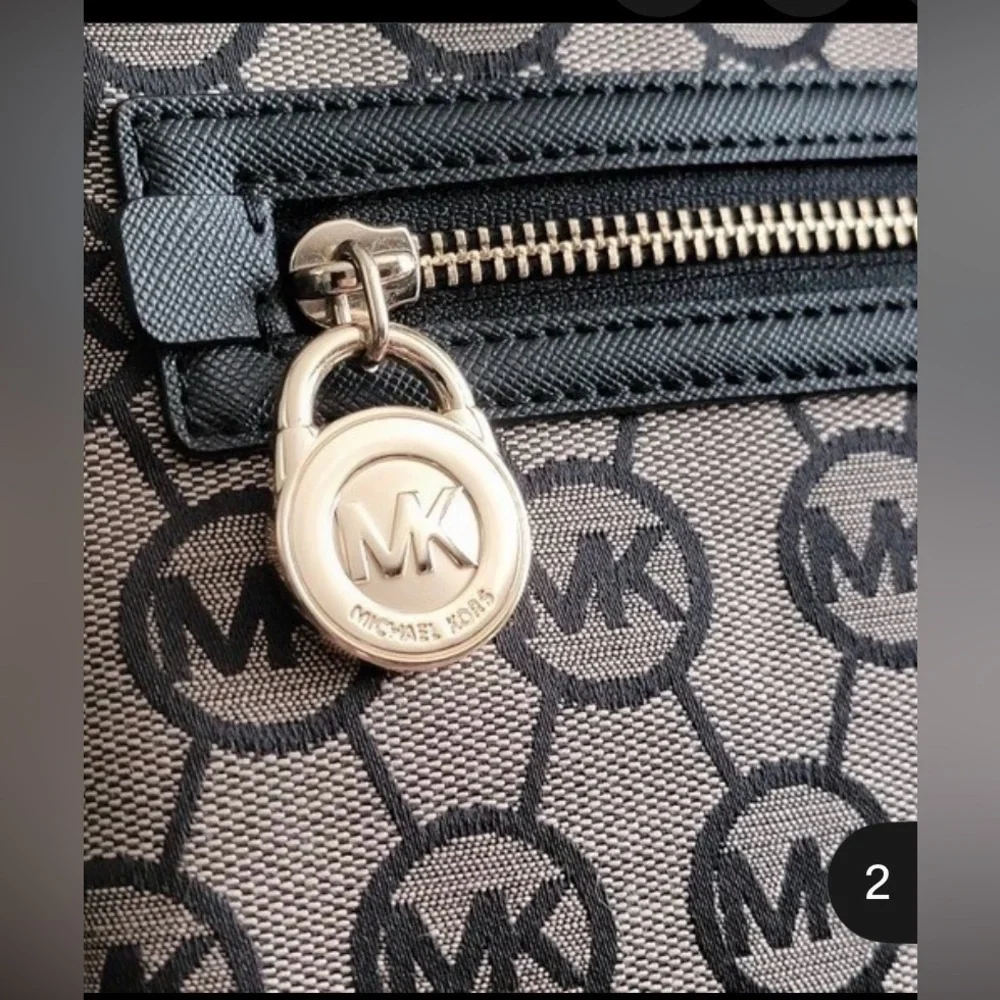 Michael Kors Tan and Black MK Signature Crossbody Bag